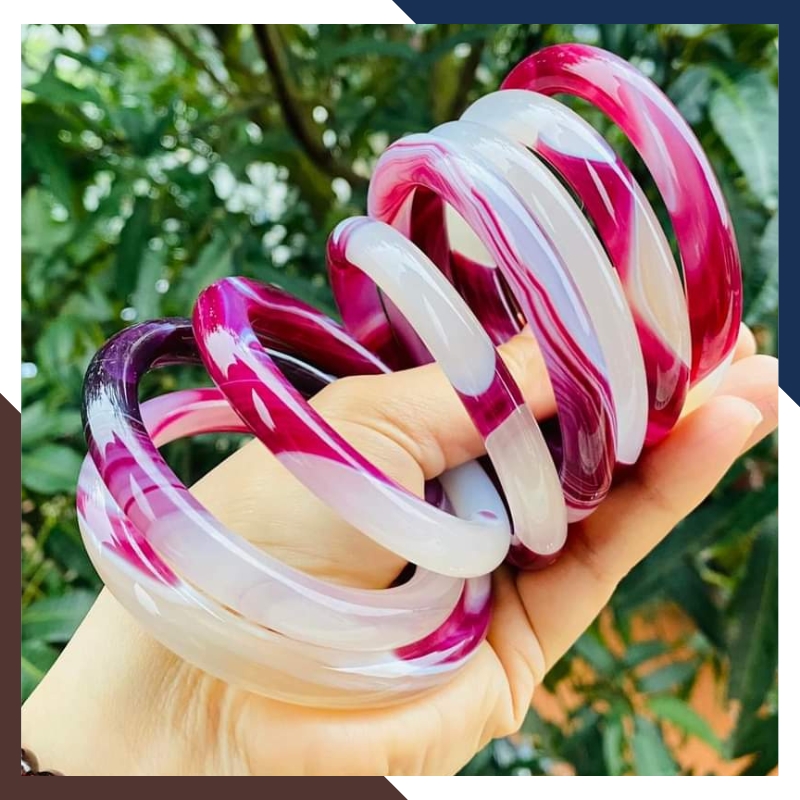 Vòng mã não vân đỏ trắng liền khối bản mo 10mm cho nữ mệnh hỏa, mệnh thổ, mệnh kim, mệnh thủy mã AC120