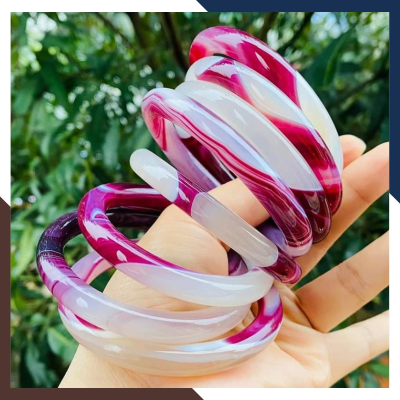 Vòng mã não vân đỏ trắng liền khối bản mo 10mm cho nữ mệnh hỏa, mệnh thổ, mệnh kim, mệnh thủy mã AC120