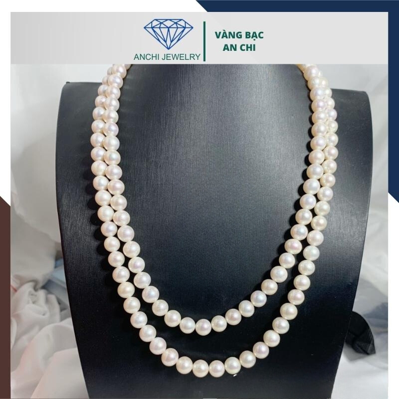 Vòng cổ ngọc trai 2 tầng cho phụ nữ trung niên mặc áo dài 89CH370