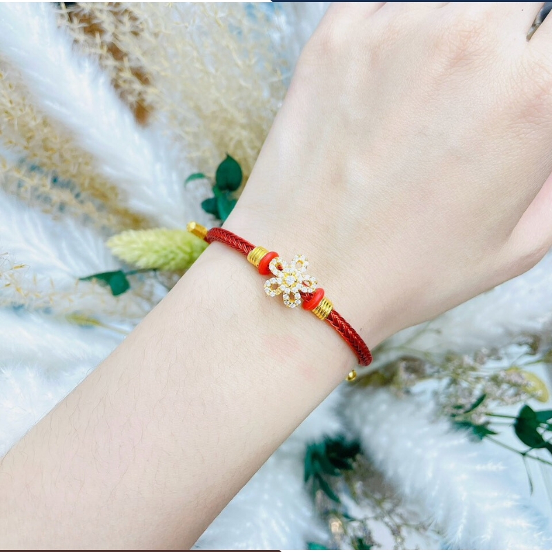 Vòng charm vàng 24k 9999 hình hoa 5 cánh mã VCHV13