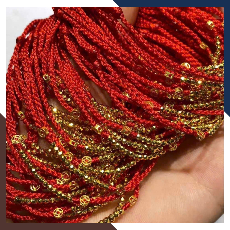 Vòng Tay Chỉ Đỏ Kim Vàng 24k 9999 May Mắn Cho Nữ VCHV85
