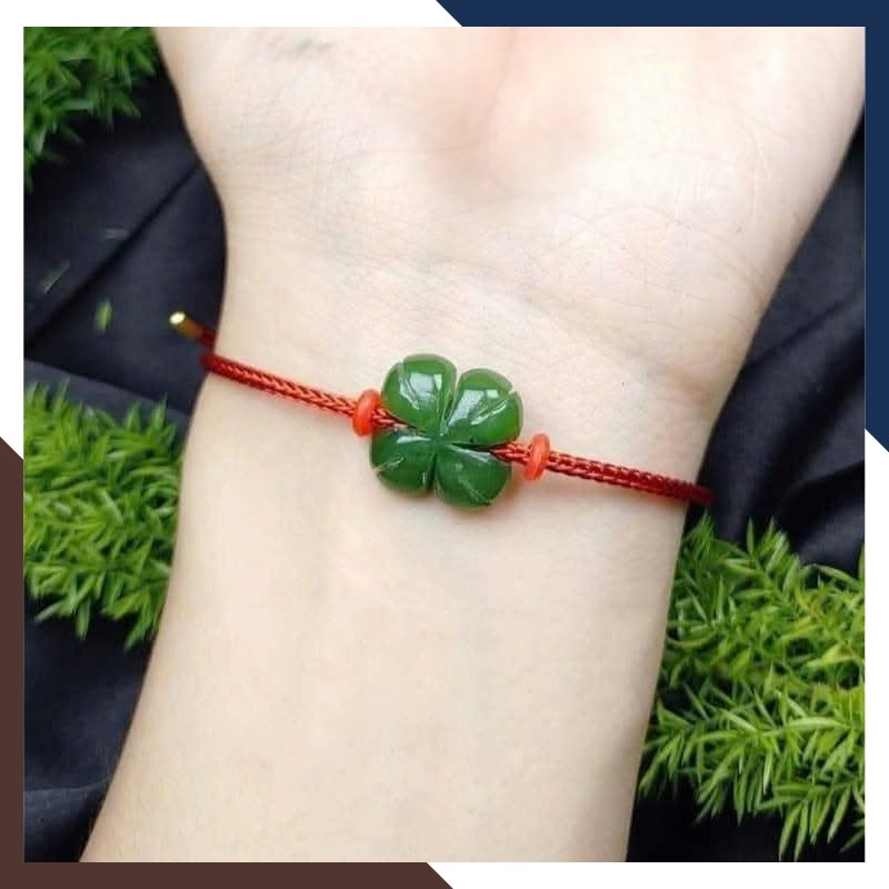 Vòng Tay Cỏ 4 Lá Ngọc Bích VTDPT20 – Bí Kíp May Mắn Luôn Bên Bạn