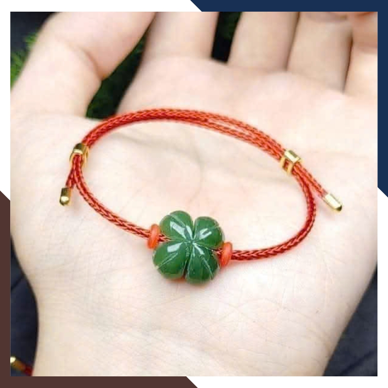 Vòng Tay Cỏ 4 Lá Ngọc Bích VTDPT20 – Bí Kíp May Mắn Luôn Bên Bạn