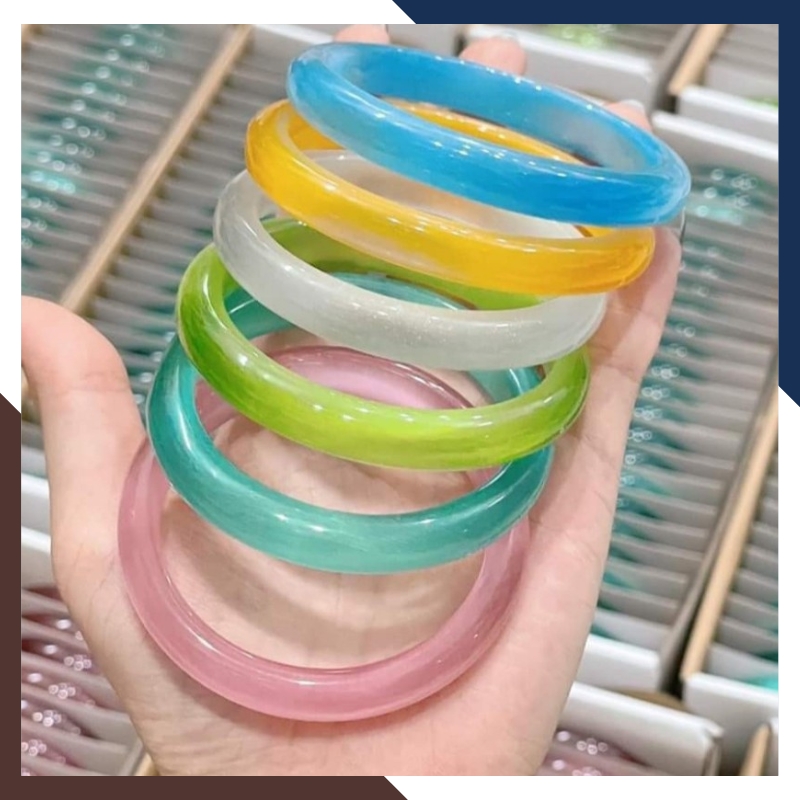 Vòng tay đá mắt mèo trắng, xanh, hồng, vàng bản liền cho nữ mệnh kim, mộc, thủy, hỏa, thổ mã AC60