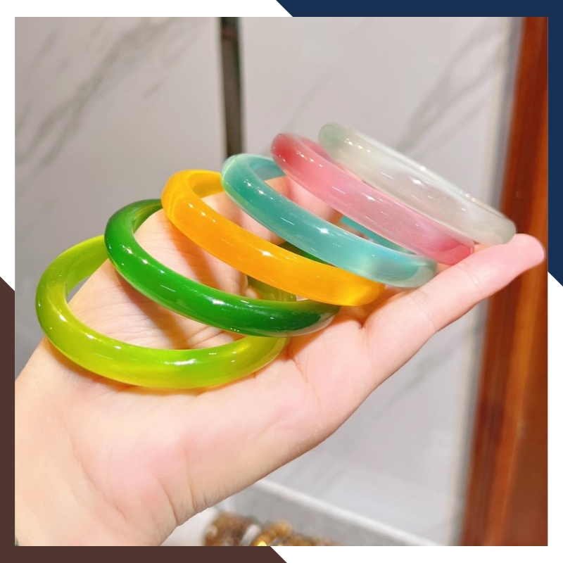 Vòng tay đá mắt mèo trắng, xanh, hồng, vàng bản liền cho nữ mệnh kim, mộc, thủy, hỏa, thổ mã AC60