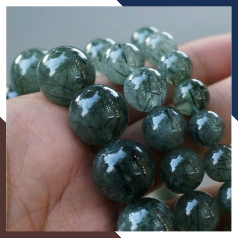 Vòng thạch anh tóc xanh mix charm vàng 24k mã AC237336