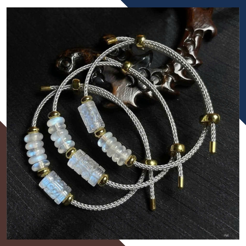 Vòng Tay Lu Thống Mix Ngũ Điếu Đá Mặt Trăng Moonstone VTDPT33