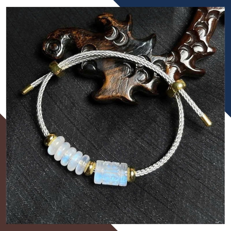 Vòng Tay Lu Thống Mix Ngũ Điếu Đá Mặt Trăng Moonstone VTDPT33