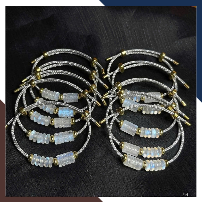 Vòng Tay Lu Thống Mix Ngũ Điếu Đá Mặt Trăng Moonstone VTDPT33