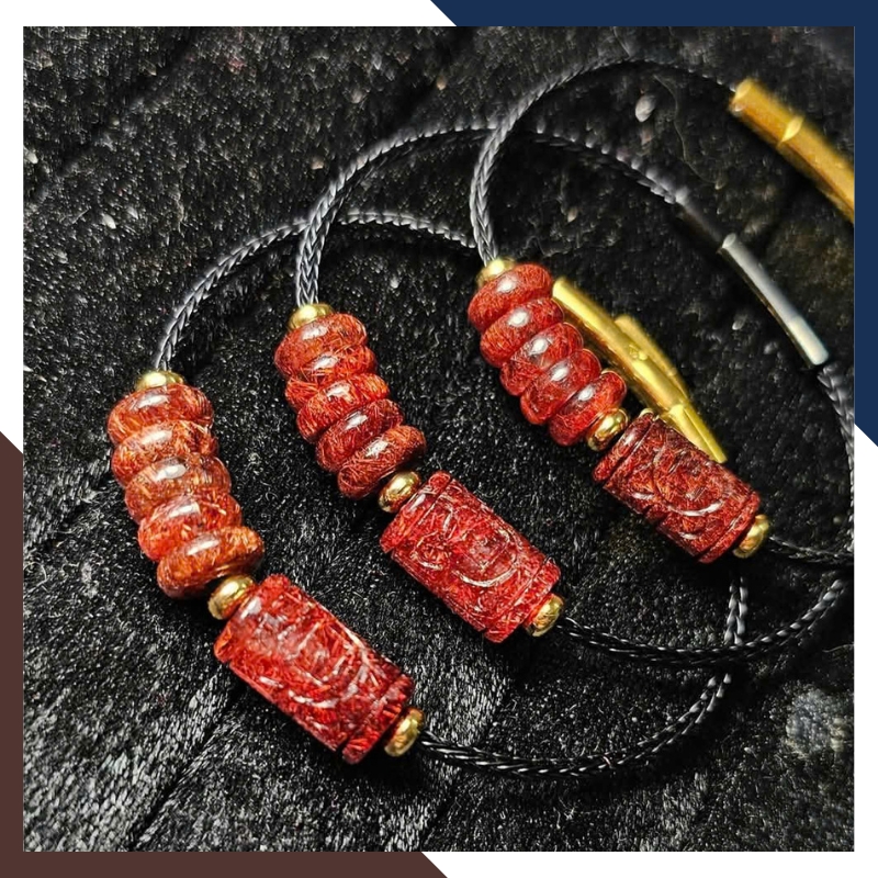Vòng Tay Lu Thống Mix Ngũ Điếu Đá Thạch Anh Tóc Đỏ VTDPT35