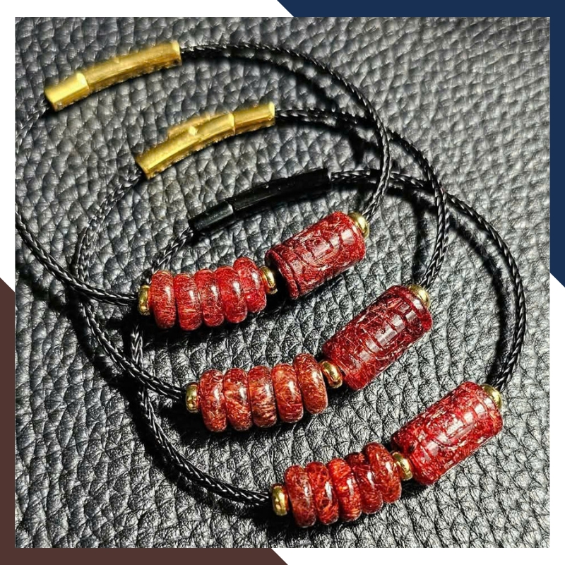 Vòng Tay Lu Thống Mix Ngũ Điếu Đá Thạch Anh Tóc Đỏ VTDPT35