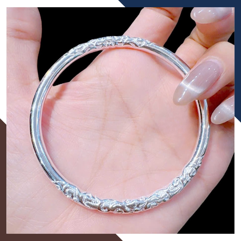 Vòng Tay Na tra Càn Khôn Bạc Đặc Nguyên Chất Bản 5mm Cho Nữ LTBN65 - Bùa Hộ Mệnh May Mắn, Bình An