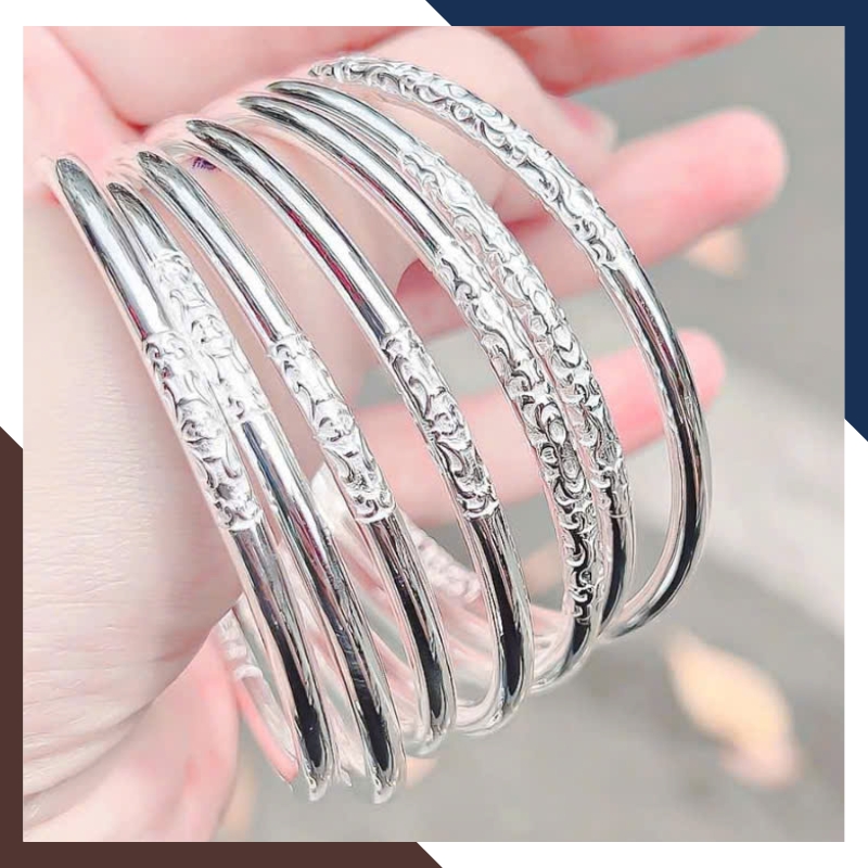 Vòng Tay Na tra Càn Khôn Bạc Đặc Nguyên Chất Bản 5mm Cho Nữ LTBN65 - Bùa Hộ Mệnh May Mắn, Bình An