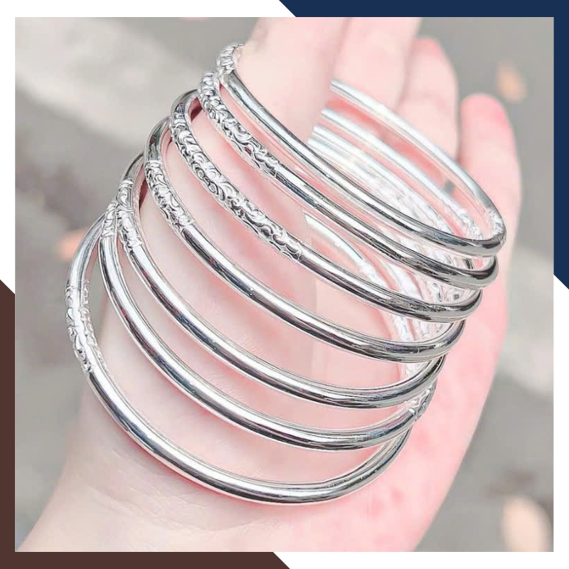 Vòng Tay Na tra Càn Khôn Bạc Đặc Nguyên Chất Bản 5mm Cho Nữ LTBN65 - Bùa Hộ Mệnh May Mắn, Bình An