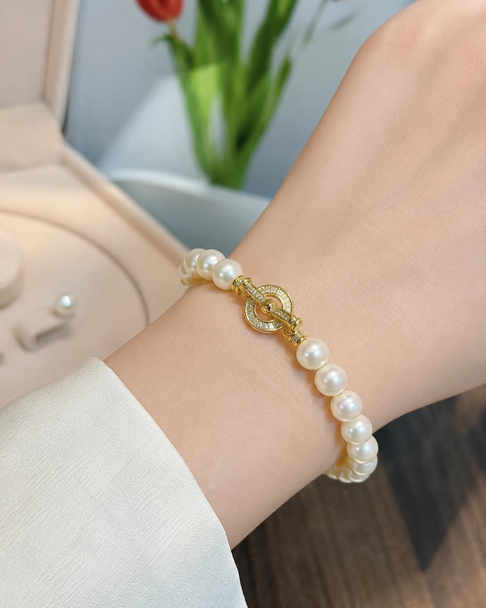 Bộ Trang Sức Ngọc Trai BTSNT258 – Classic Luxury Tối Giản Với Khóa Infinity Toggle Sang Trọng