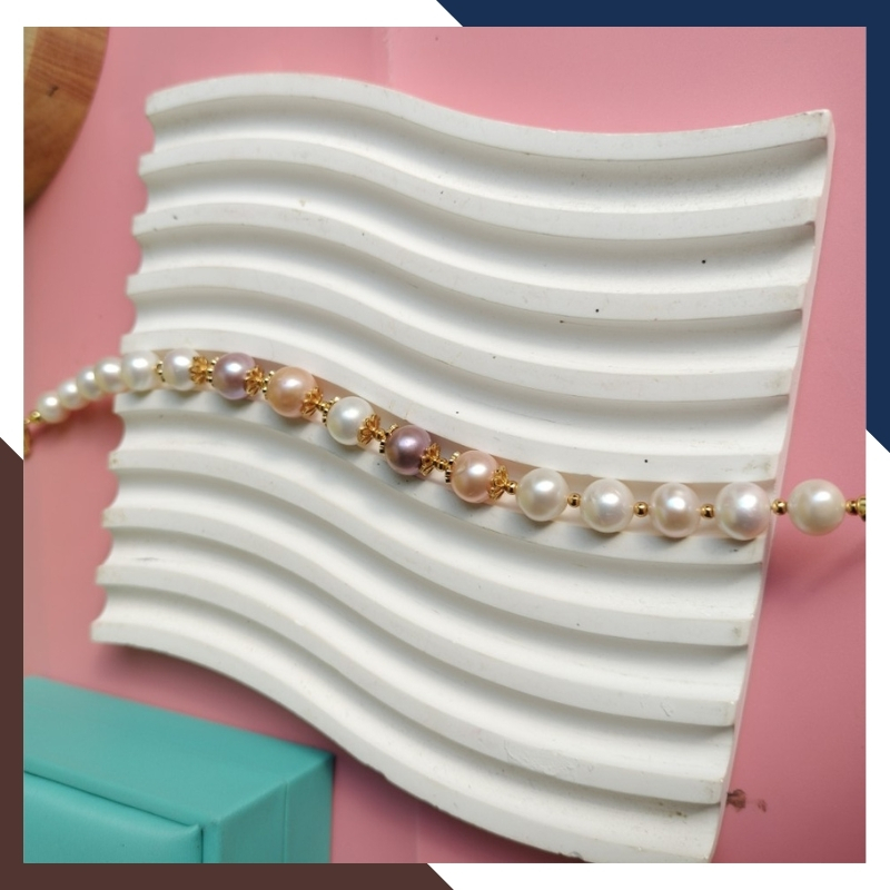 Vòng tay ngọc trai thật , lắc tay ngọc trai tứ quý phối bi bạc mã 89AC233