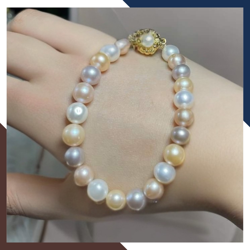 Bộ trang sức ngọc trai tứ quý 4 màu 8–9mm cao cấp – Set vòng cổ, vòng tay & bông tai BTSNT10