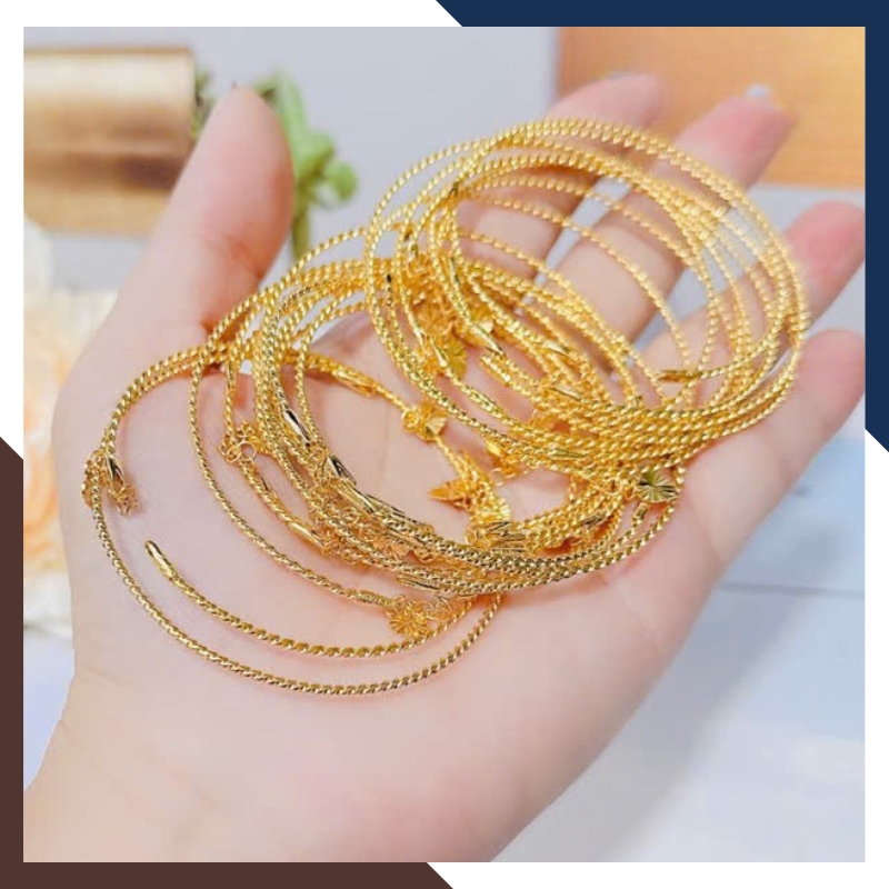 Vòng Tay Vàng Nữ 10k Kiểu Xoắn Mềm LTVN197 - Thanh Mảnh, Duyên Dáng & Nữ Tính