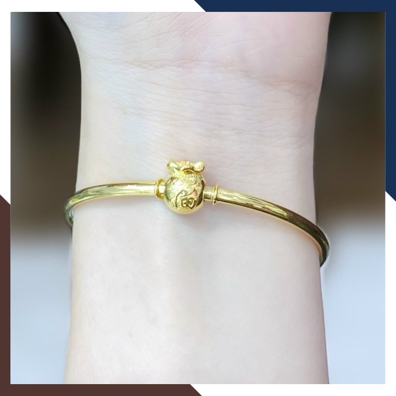 Vòng tay vàng nữ 10k mix charm túi tiền LTVN216 – Thu hút tài lộc