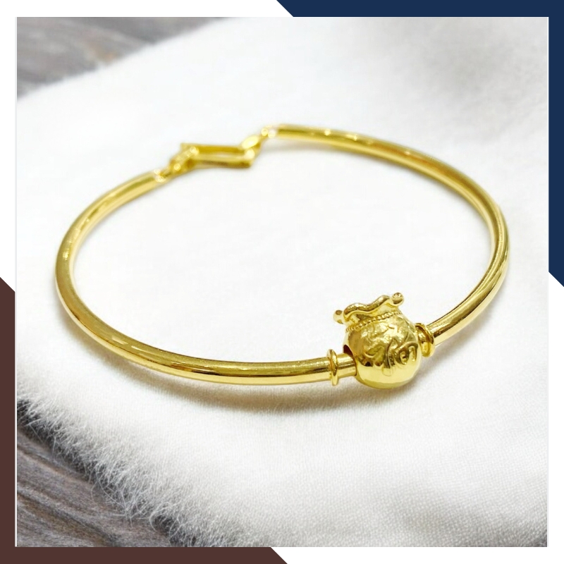 Vòng tay vàng nữ 10k mix charm túi tiền LTVN216 – Thu hút tài lộc