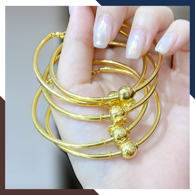 Vòng tay vàng nữ 10k mix charm túi tiền LTVN216 – Thu hút tài lộc, sang trọng và tinh tế