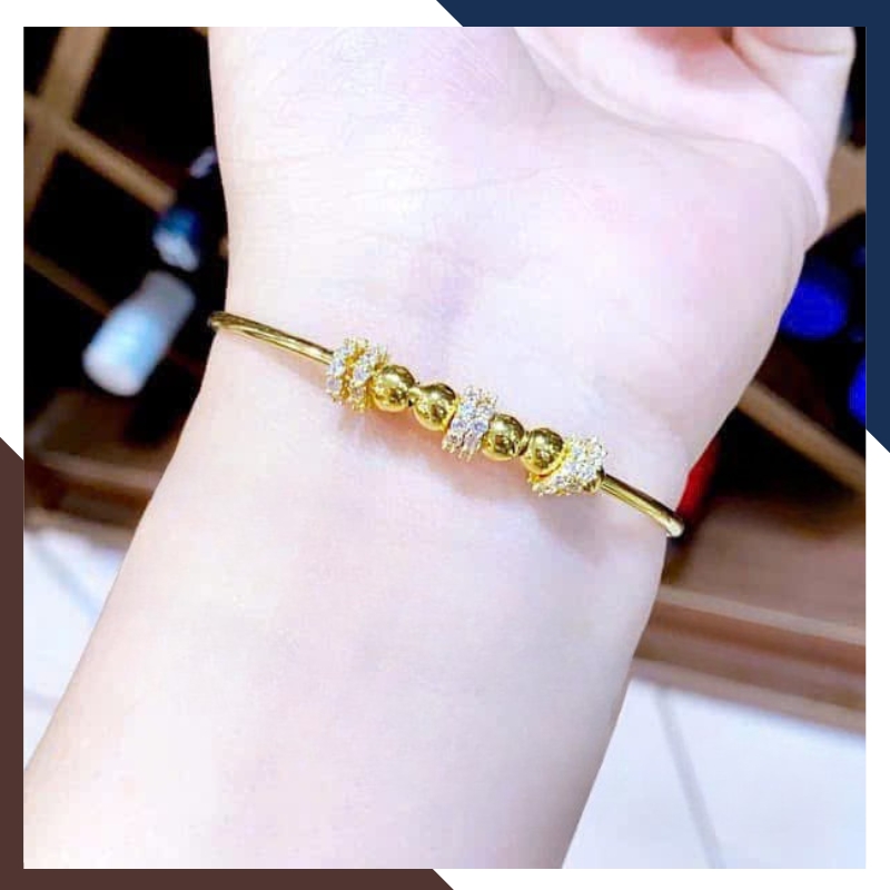 Vòng tay vàng nữ 10k phối bi LTVN212 – Sang trọng tinh tế, tôn da và dễ phối đồ