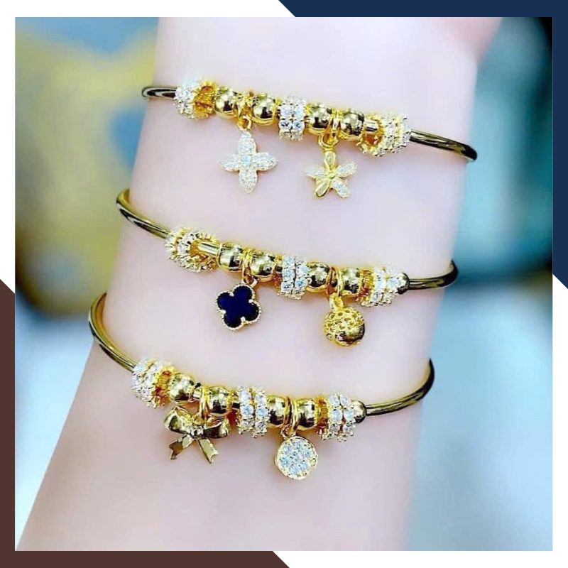 Vòng tay vàng nữ 10k phối charm LTVN207 – Sang trọng, tinh tế, dễ phối đồ