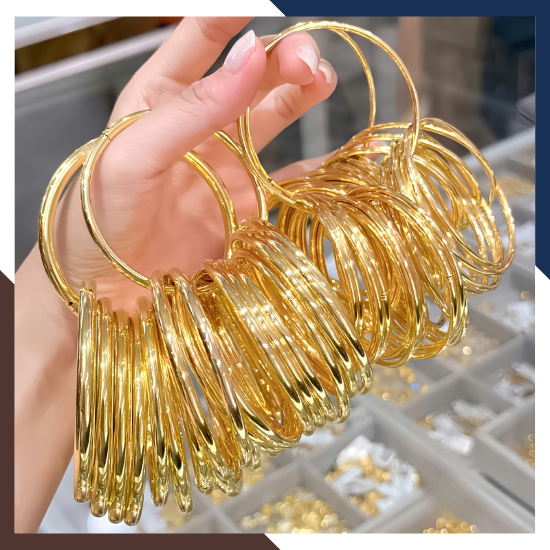 Vòng Tay Vàng Nữ Trơn 10k Bản Mập 4mm LTVN193 – Không Bao Giờ Lỗi Mốt