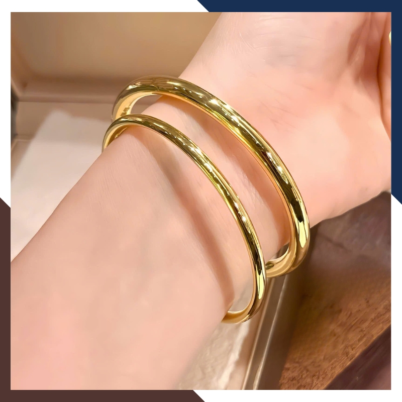 Vòng Tay Vàng Nữ Trơn 10k Bản Mập 4mm LTVN193 – Không Bao Giờ Lỗi Mốt