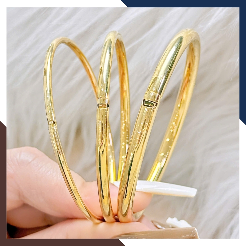 Vòng Tay Vàng Trơn 10k Bản Nhỏ 2.5mm mã LTVN189 – Tối Giản & Tinh Tế Cho Nàng Hiện Đại