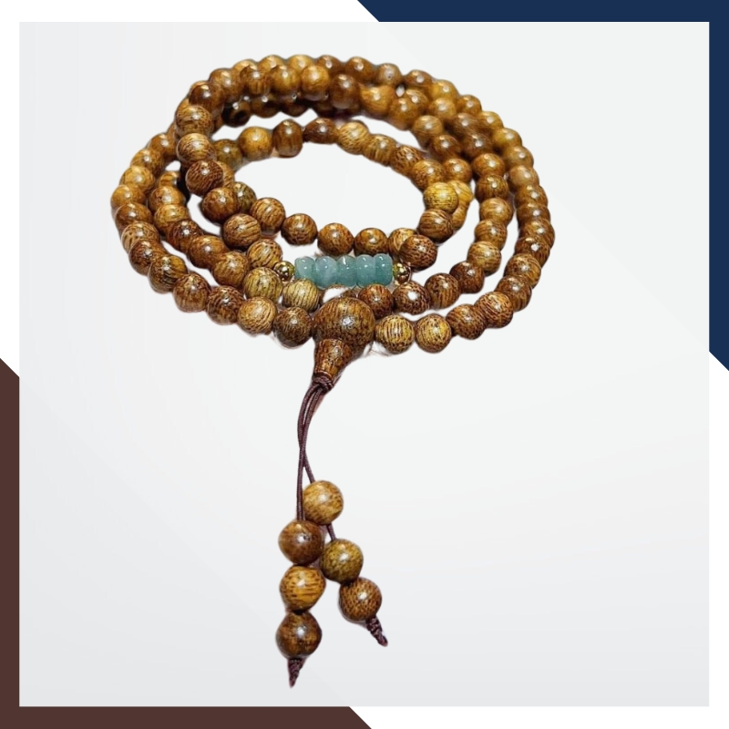 Vòng trầm hương 108 hạt mix đá lam ngọc, chuỗi trầm tốc vườn 6 ly cho nữ đẹp mã AC70