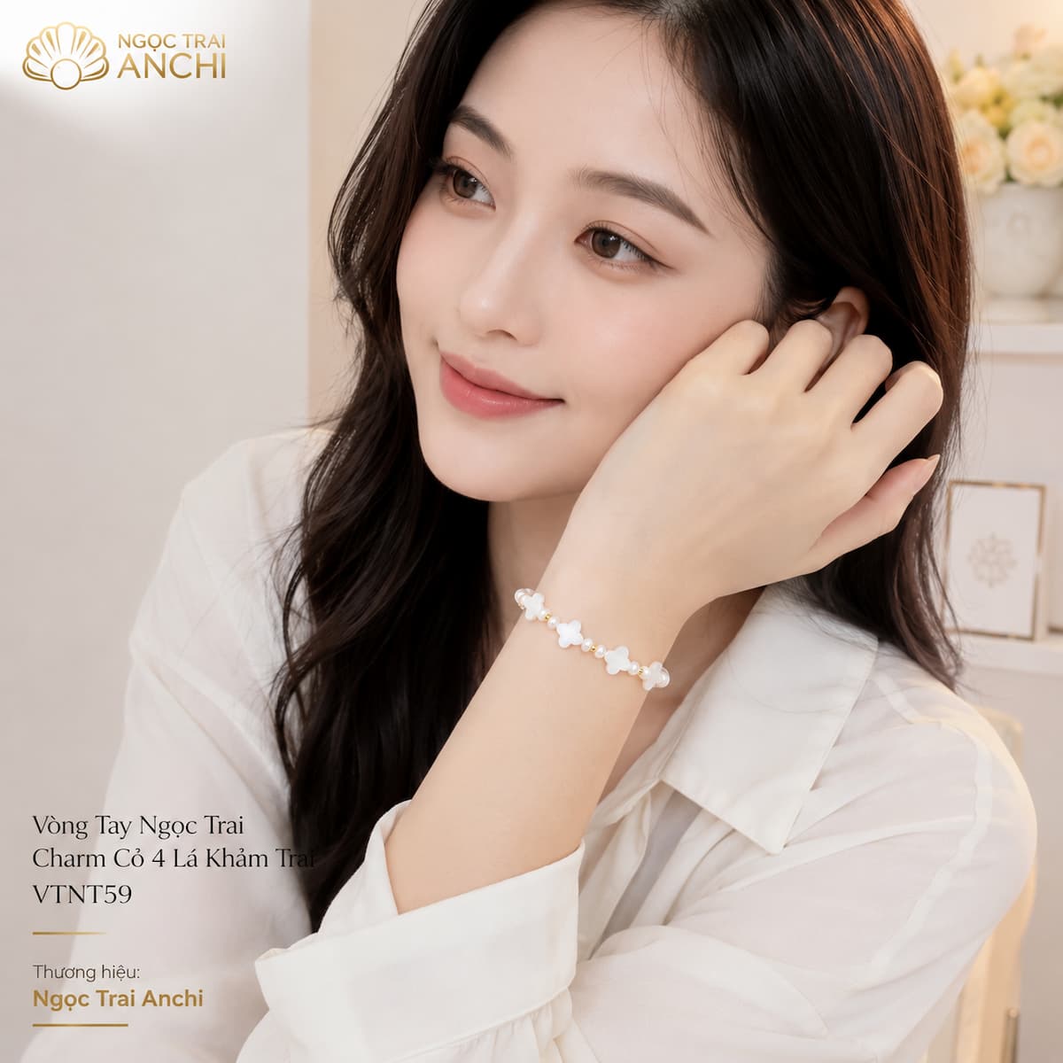 Vòng Tay Ngọc Trai Charm Bướm VTNT60 Bạc 925 Mạ Vàng – Ngọc Trai Tự Nhiên Thanh Lịch Cho Nữ