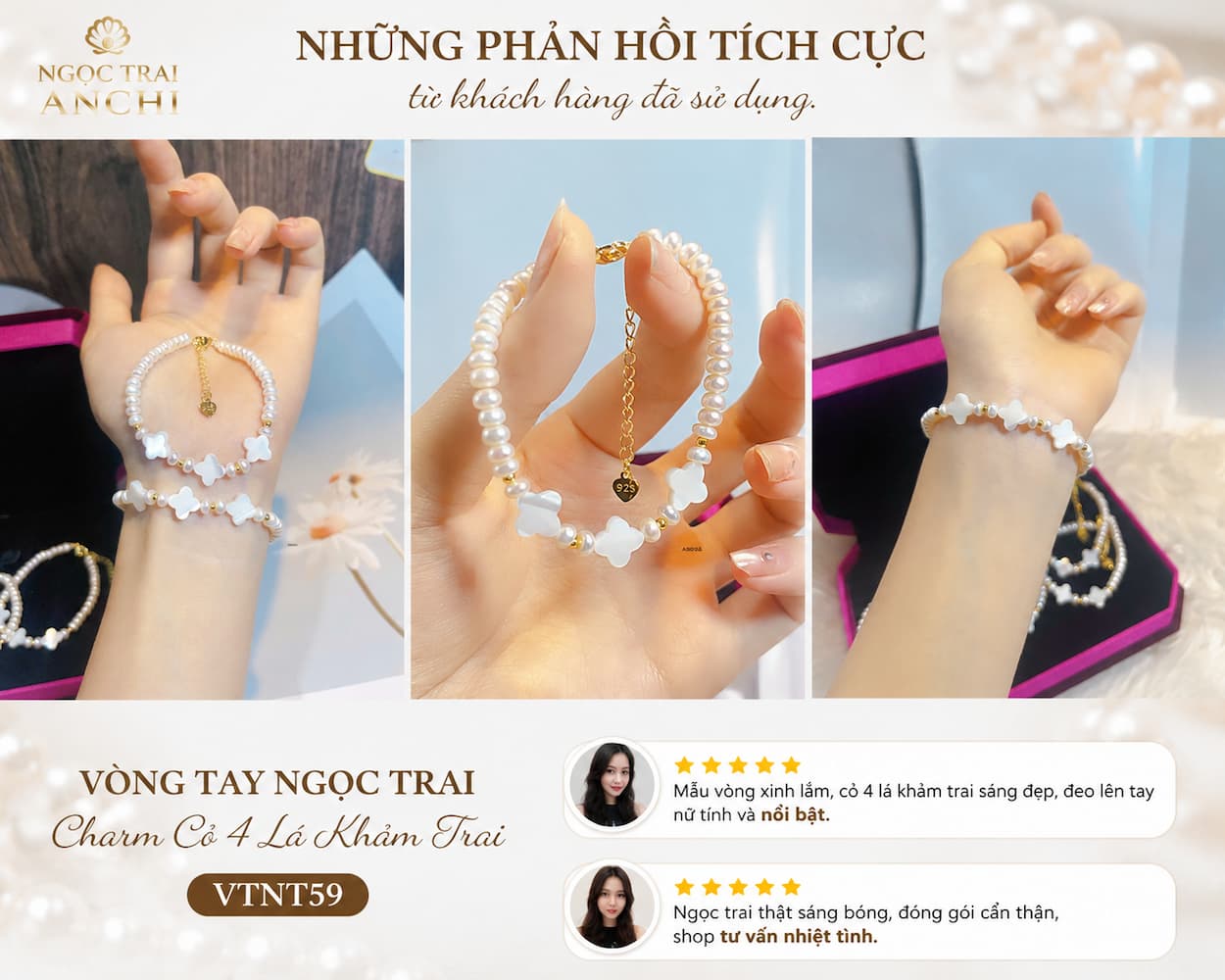 Vòng Tay Ngọc Trai Charm Bướm VTNT60 Bạc 925 Mạ Vàng – Ngọc Trai Tự Nhiên Thanh Lịch Cho Nữ