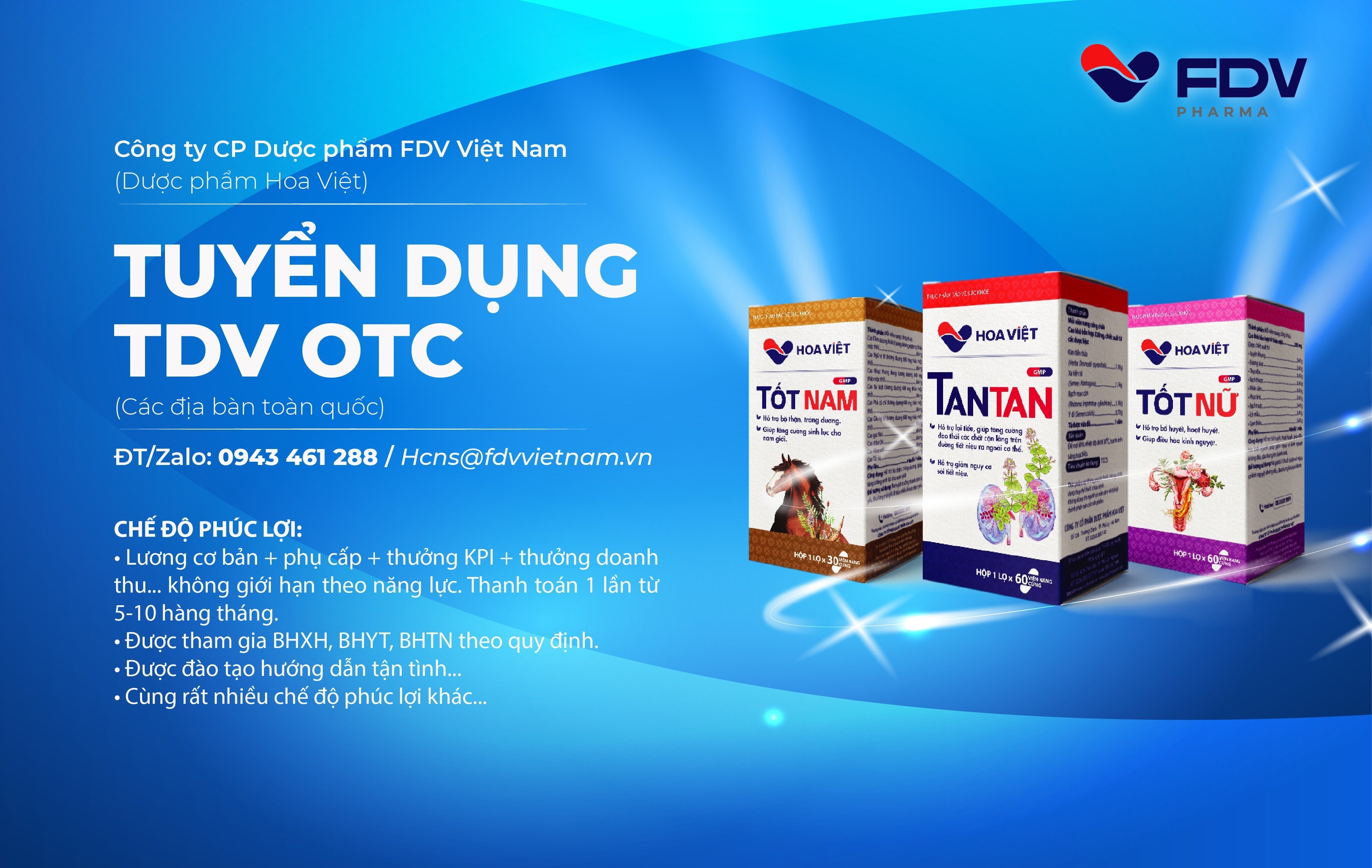 Tuyển Trình Dược Viên các tỉnh miền Bắc