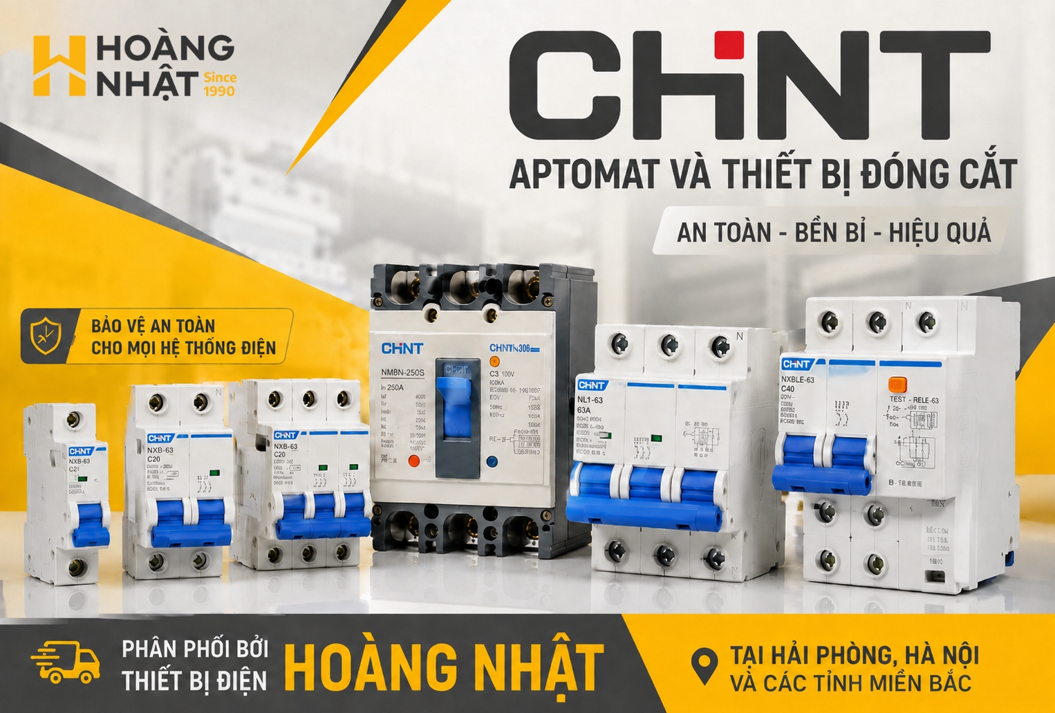 Thiết Bị Điện HOÀNG NHẬT – Nhà phân phối chính hãng Aptomat CHINT tại Hải Phòng, Hà Nội và các tỉnh miền Bắc.