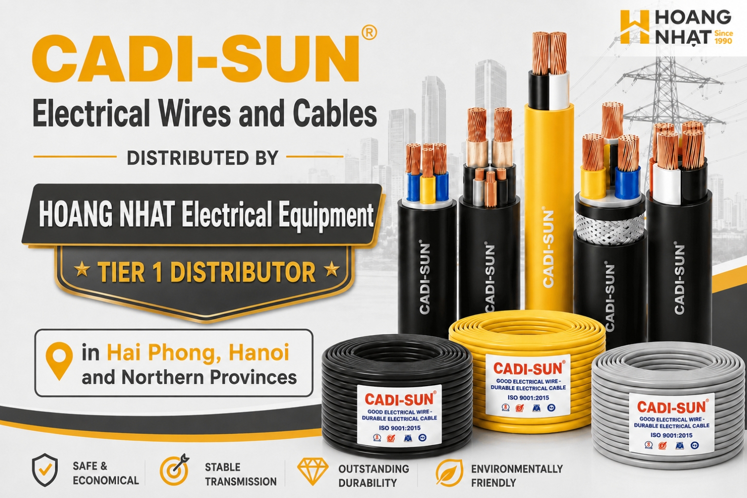 HOANG NHAT Electrical Equipment – Tier 1 Distributor of CADI-SUN Wires & Cables in Hai Phong, Hanoi and Northern Provinces