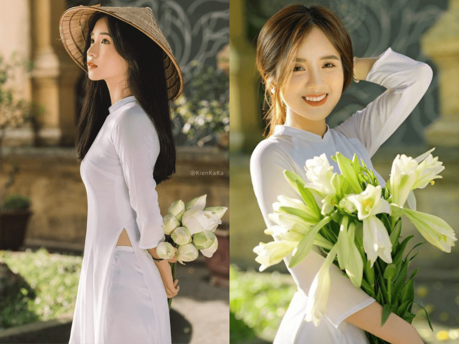 Makeup tone nhẹ nhàng cho concept áo dài trắng