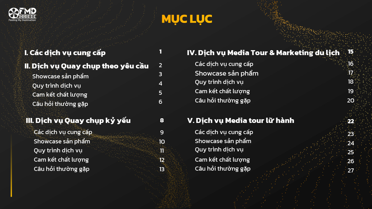 mục lục profile công ty FMD Media