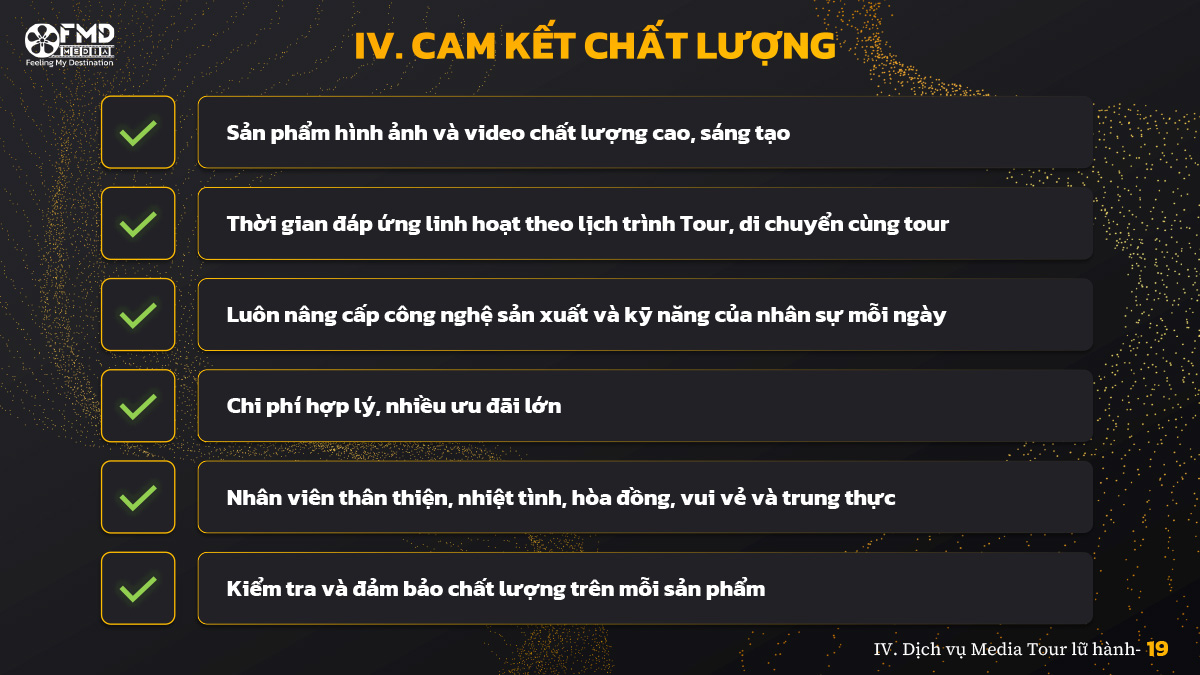 cam kết chất lượng Dịch vụ Media Tour & Marketing du lịch