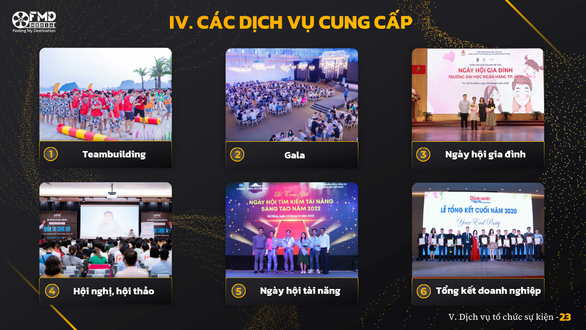 các dịch vụ cung cấp Dịch vụ tổ chức sự kiện