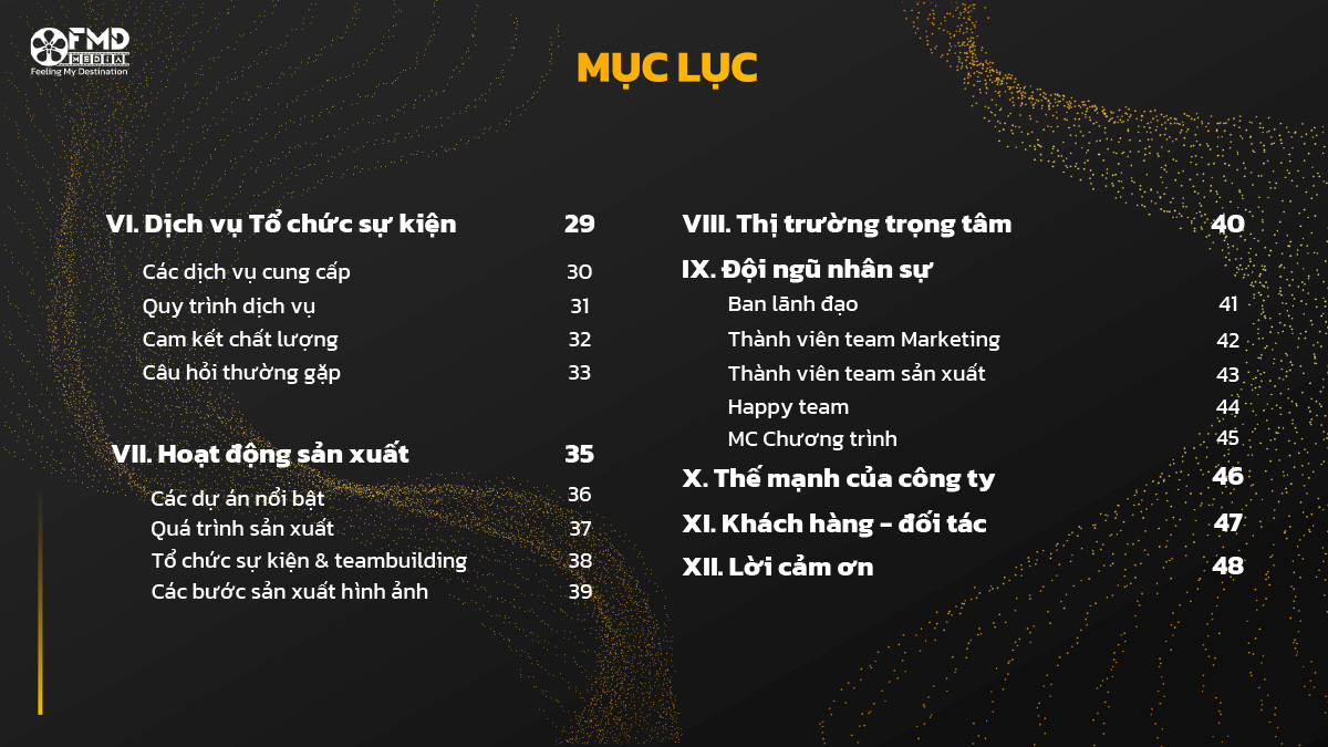 mục lục profile công ty FMD Media