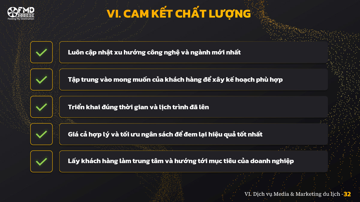 cam kết chất lượng Dịch vụ Media & Marketing du lịch fmd media