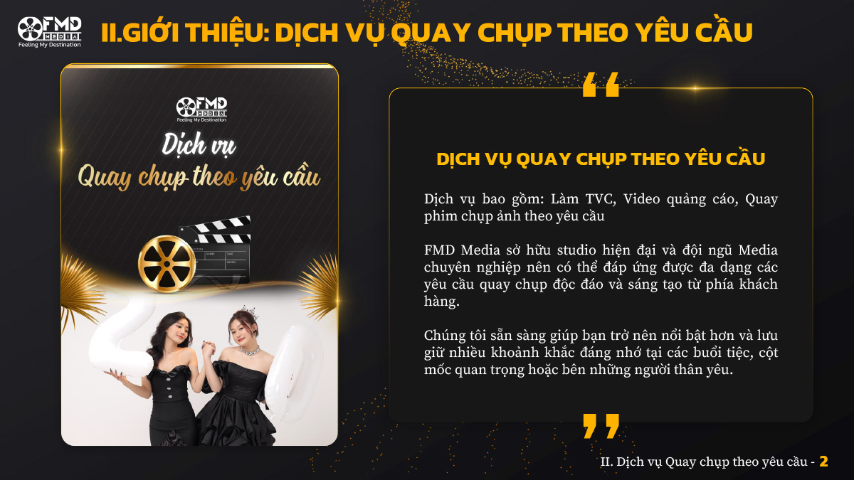 giới thiệu Dịch vụ Quay chụp theo yêu cầu