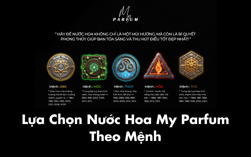 Lựa Chọn Nước Hoa My Parfum Theo Mệnh - Bí Quyết Thu Hút Vượng Khí Và Tỏa Sáng Cá Tính