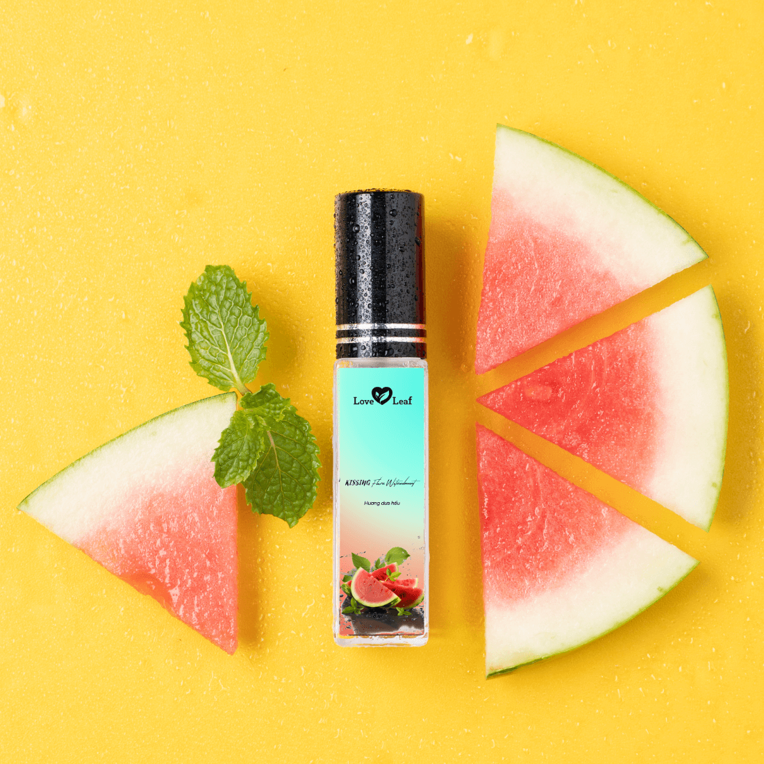 Chai Xịt Thơm Miệng Love Leaf Hương Dưa Hấu Bạc Hà Khoảnh Khắc Ngọt Ngào, Chai 8gr