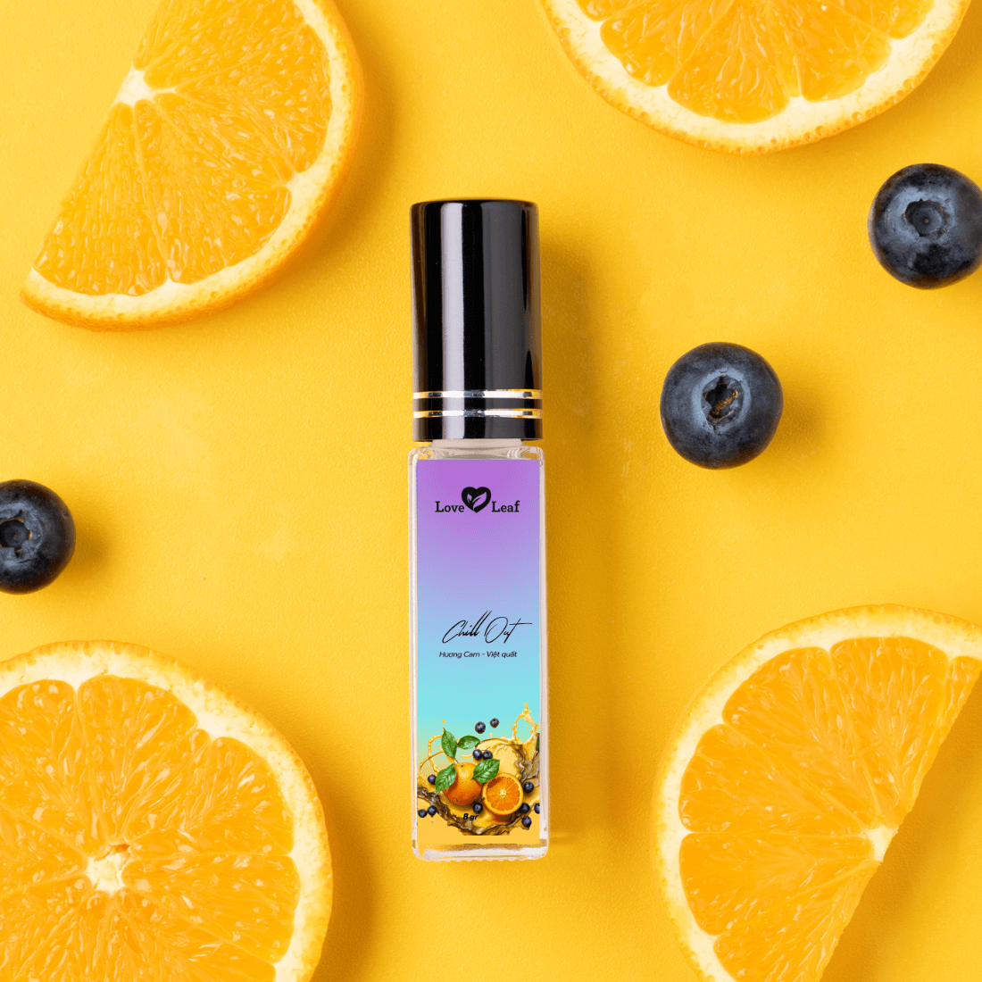 Chai Xịt Thơm Miệng Love Leaf Hương Cam - Việt Quất Khoảnh Khắc Thư Giãn, Chai 8gr