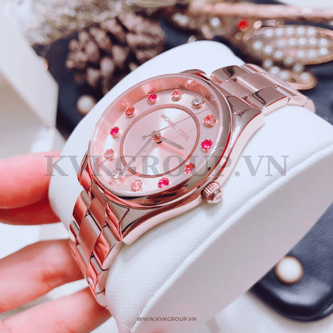 ng h MICHAEL KORS n MK6604 Colette Rose Gold Swarovski Watch 38mm