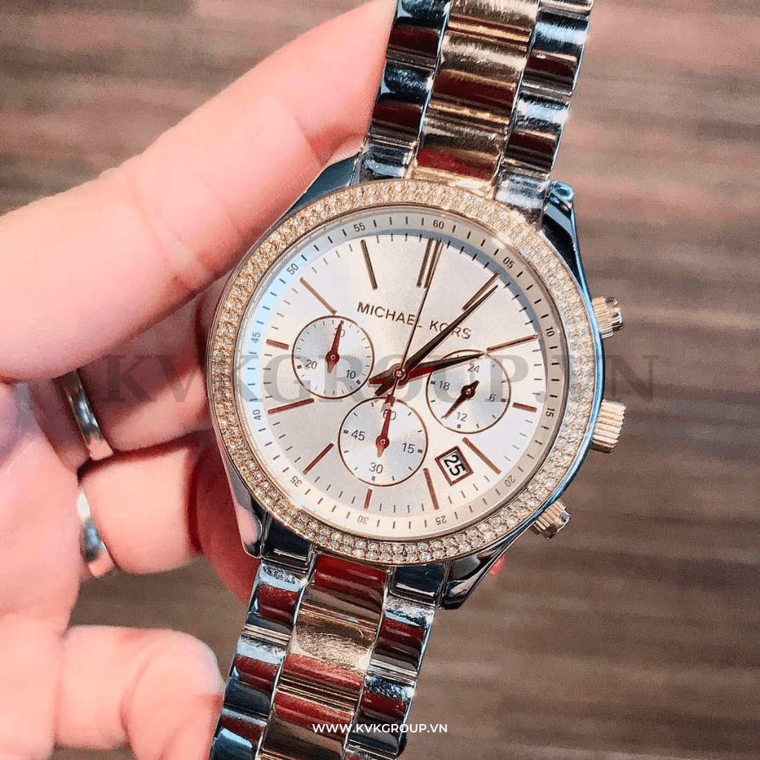 Michael kors slim sales runway two tone watch