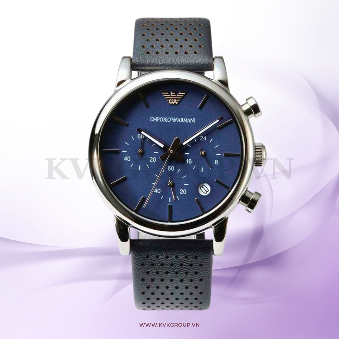 ng h EMPORIO ARMANI nam AR1736 Classic Navy Dial Leather Strap