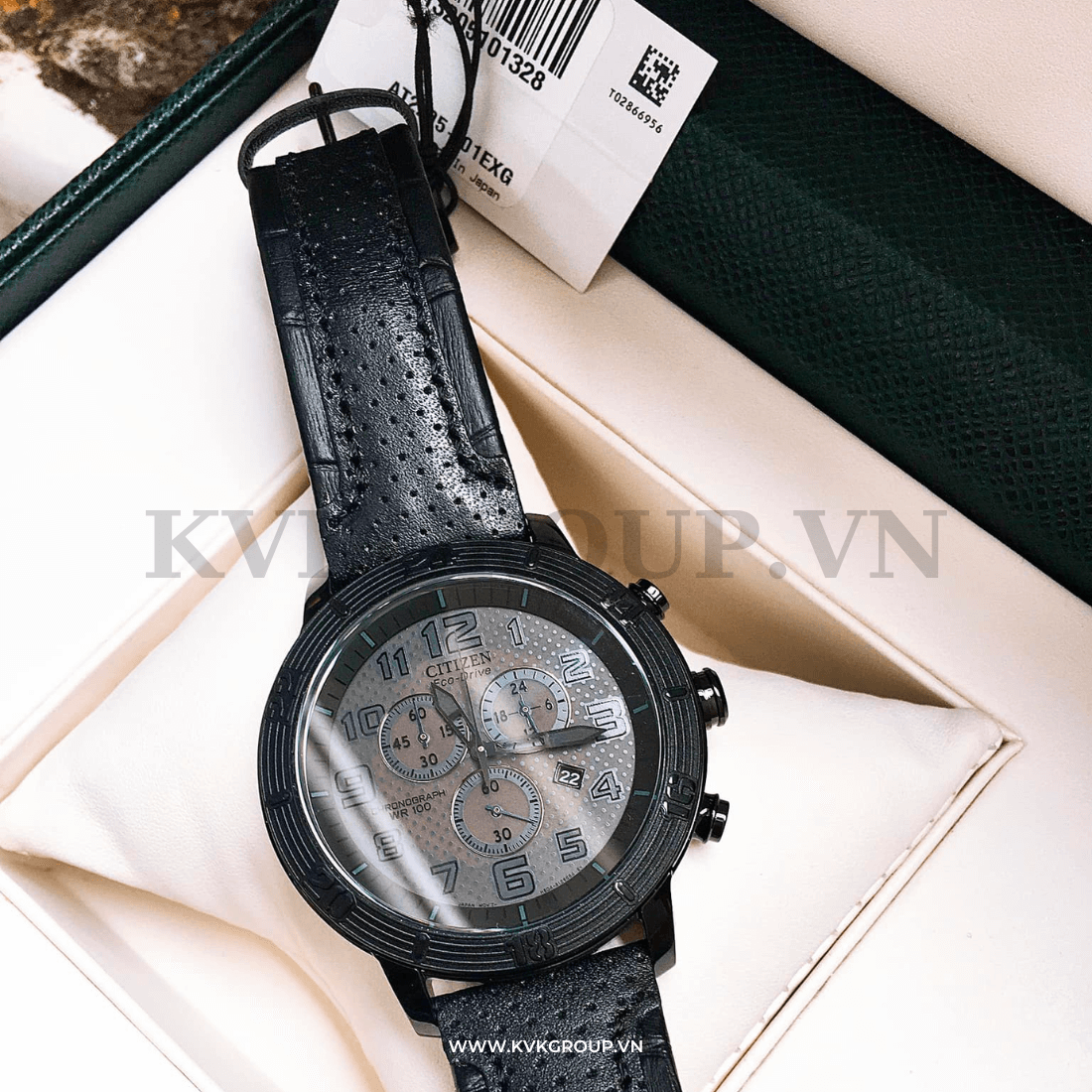 Đồng hồ CITIZEN nam AT2205-01E Eco-Drive Chronograph Leather Strap